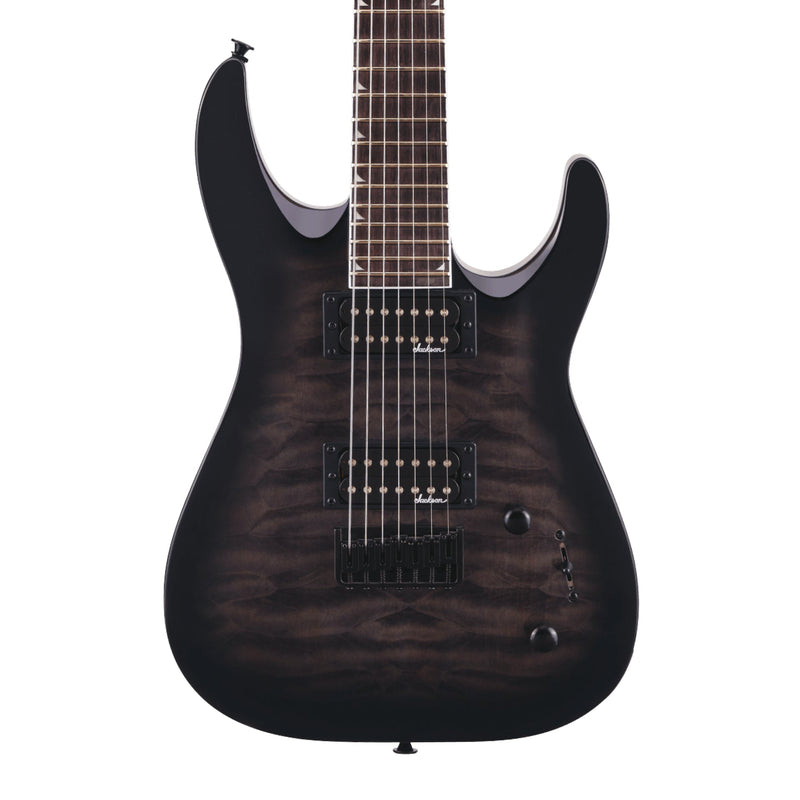 Jackson JS Series Dinky Arch Top JS22Q-7 DKA HT 7-String Electric Guitar - Transparent Black Burst - Amaranth