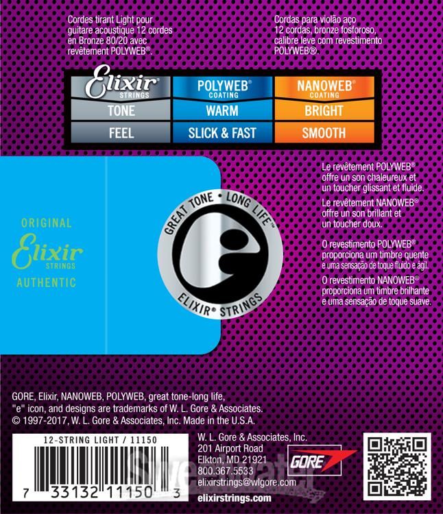 Elixir Acoustic 80/20 Bronze 12-String Light 10/47 - Polyweb