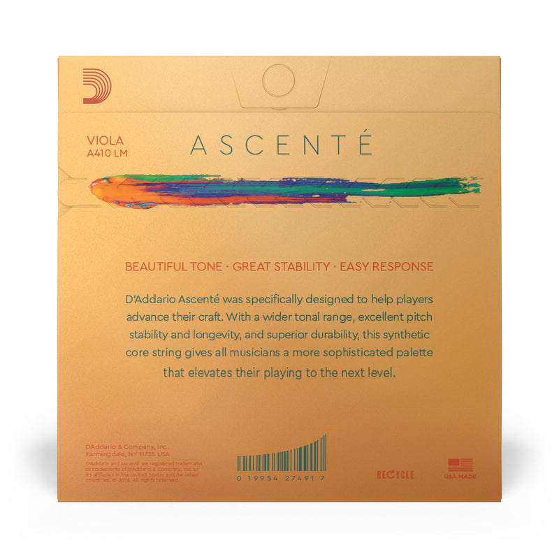 Daddario A410 LM Ascente Viola String Set, Long Scale, Medium