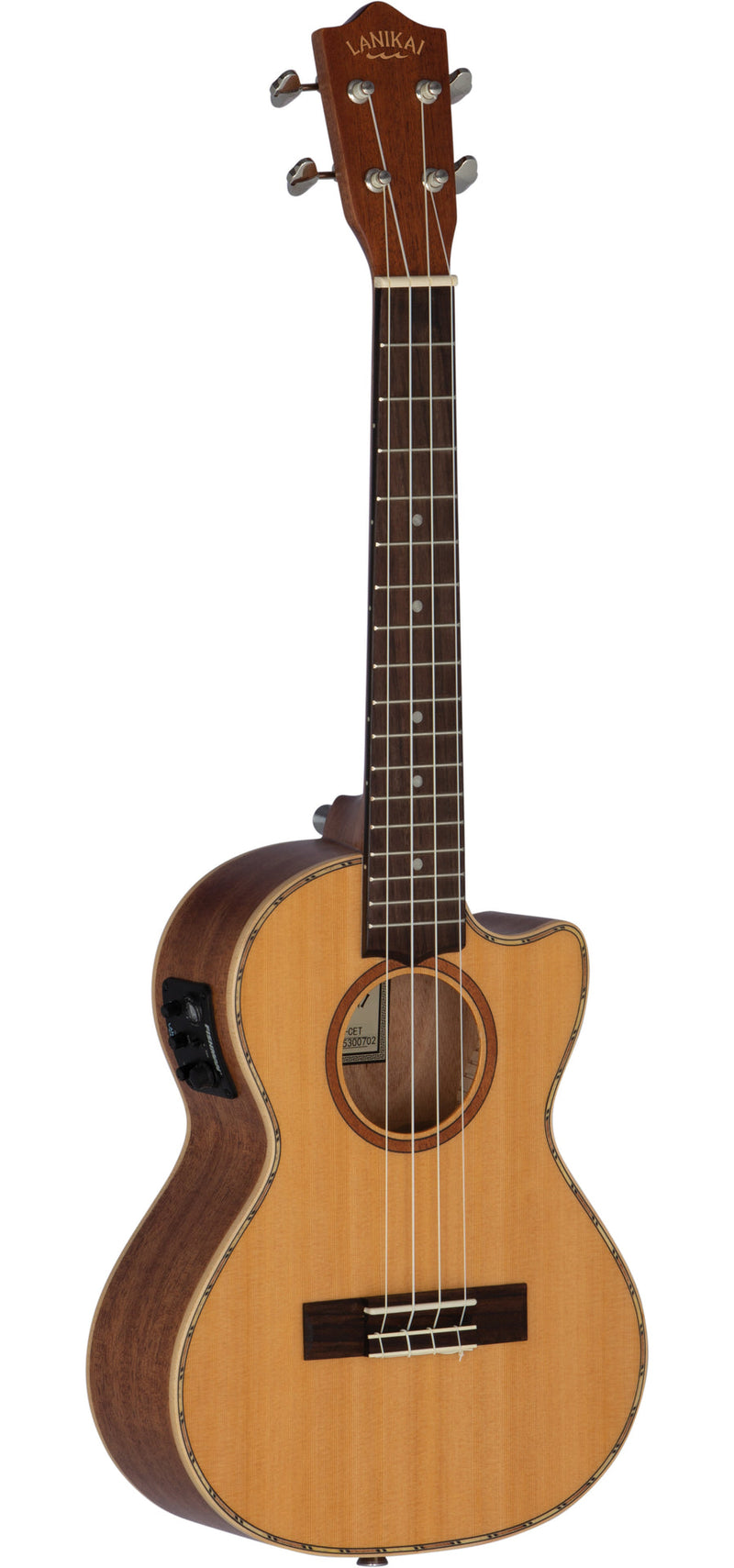 Lanikai Cedar Solid Top Cutaway a/e Tenor Ukulele w/bag