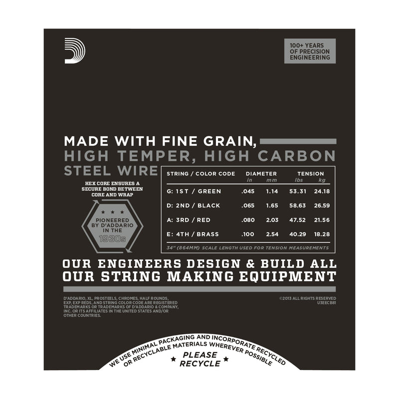D'Addario ECB81 Chromes Bass, Light, 45-100, Long Scale - Tarpley Music Company, Inc.