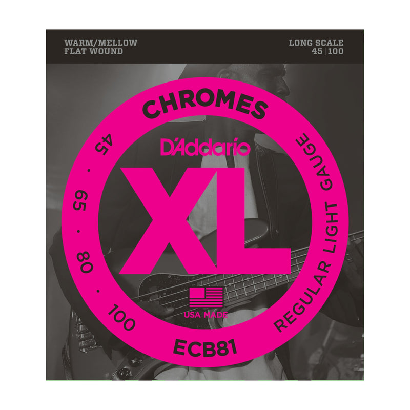 D'Addario ECB81 Chromes Bass, Light, 45-100, Long Scale - Tarpley Music Company, Inc.