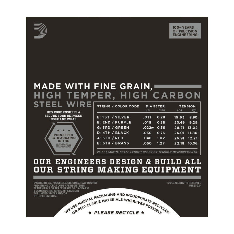 D'Addario ECG24 Chromes Flat Wound, Jazz Light, 11-50 - Tarpley Music Company, Inc.