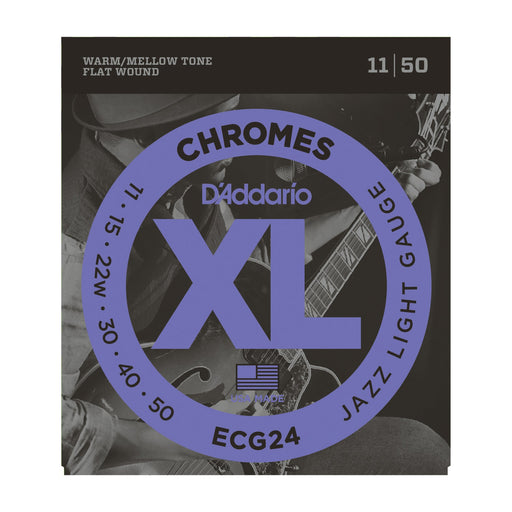 D'Addario ECG24 Chromes Flat Wound, Jazz Light, 11-50 - Tarpley Music Company, Inc.