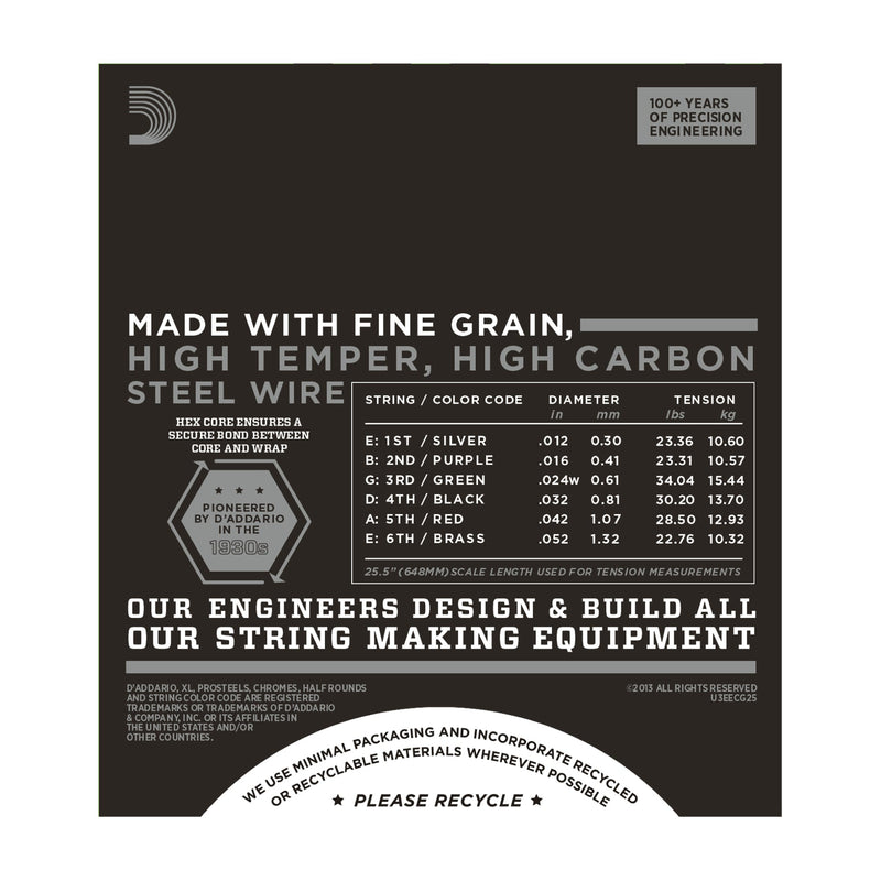 D'Addario ECG25 Chromes Flat Wound, Light, 12-52 - Tarpley Music Company, Inc.