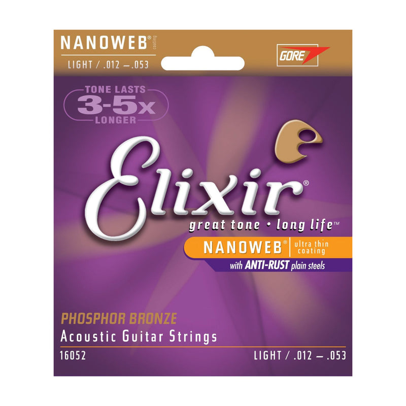 Elixir Acoustic Light Phosphor Bronze with NANOWEB Coating - Tarpley Music Company, Inc.