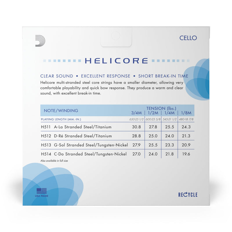 Daddario Helicore Cello String Set 1/4 Medium