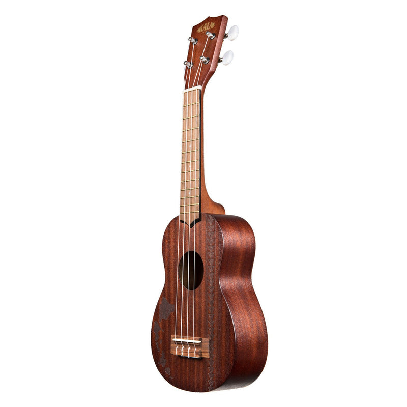 Kala KA-15S-H2 Satin Mahogany Soprano Ukulele w/ Hawaiian Islands & Tattoo