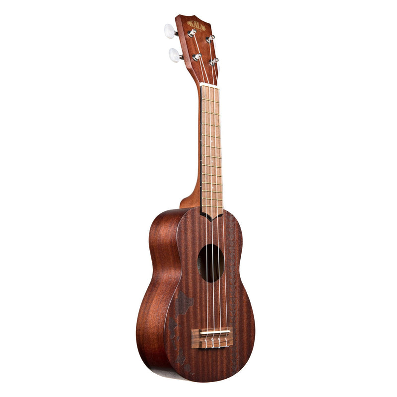 Kala KA-15S-H2 Satin Mahogany Soprano Ukulele w/ Hawaiian Islands & Tattoo