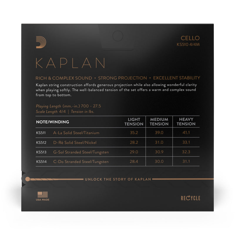 Daddario KS510 4/4M Set Cello Kaplan Amo Med