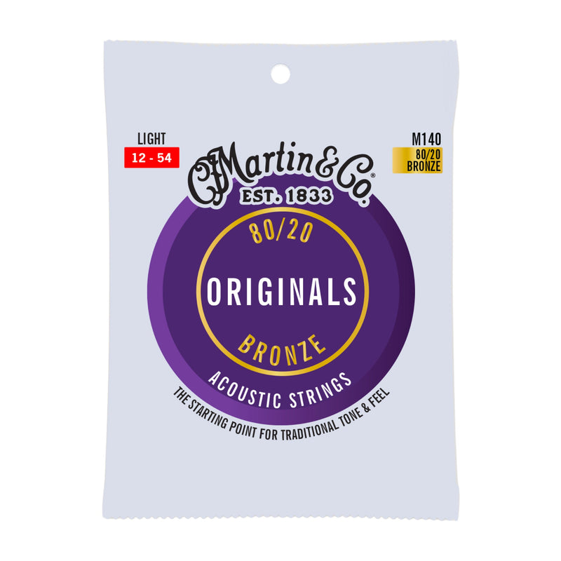 Martin M140 Origianl Acoustic Guitar Strings - 80/20 Bronze - .012-.054 Light