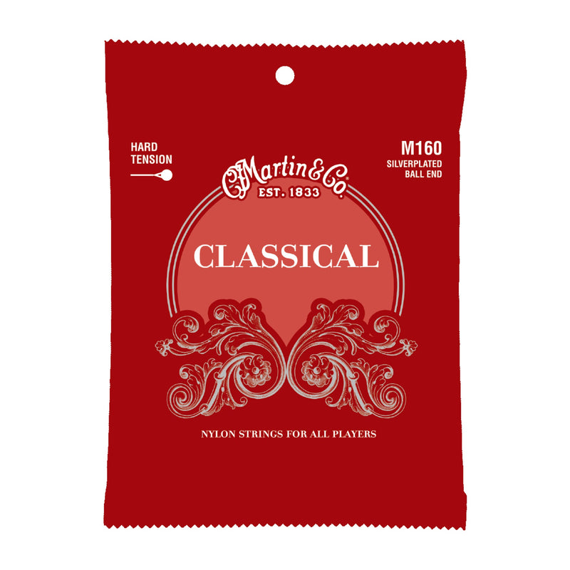 Martin M160 Classical Nylon Ball End Guitar Strings - 80/20 Bronze - .028-.043 Hard Tension