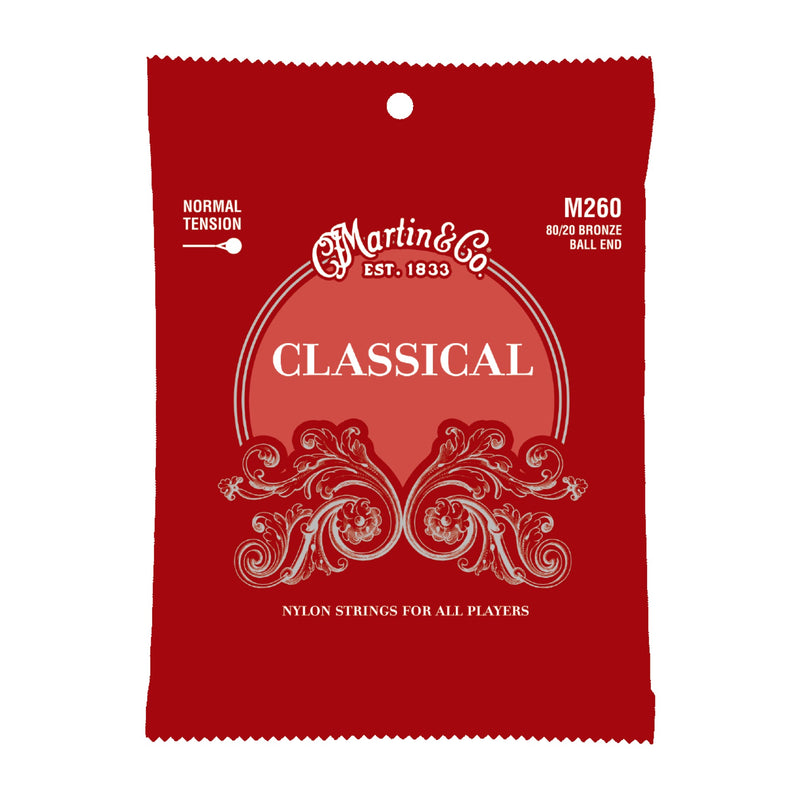 Martin M260 Classical Nylon Ball End Guitar Strings - 80/20 Bronze - .028-.043 Normal Tension