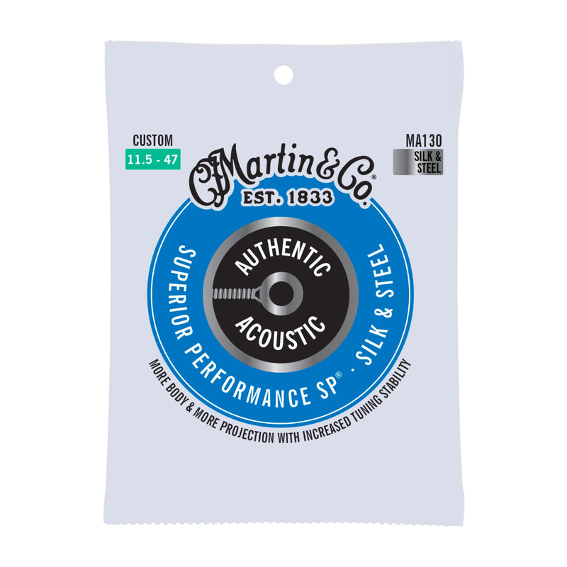 Martin MA130 Authentic Acoustic SP Guitar Strings - Silk & Steel - .0115-.047 Custom