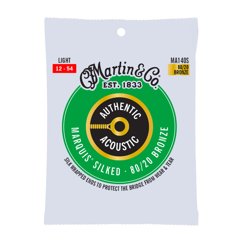 Martin MA140S Authentic Acoustic Marquis Silked Guitar Strings - 80/20 Bronze - .012-.054 Light