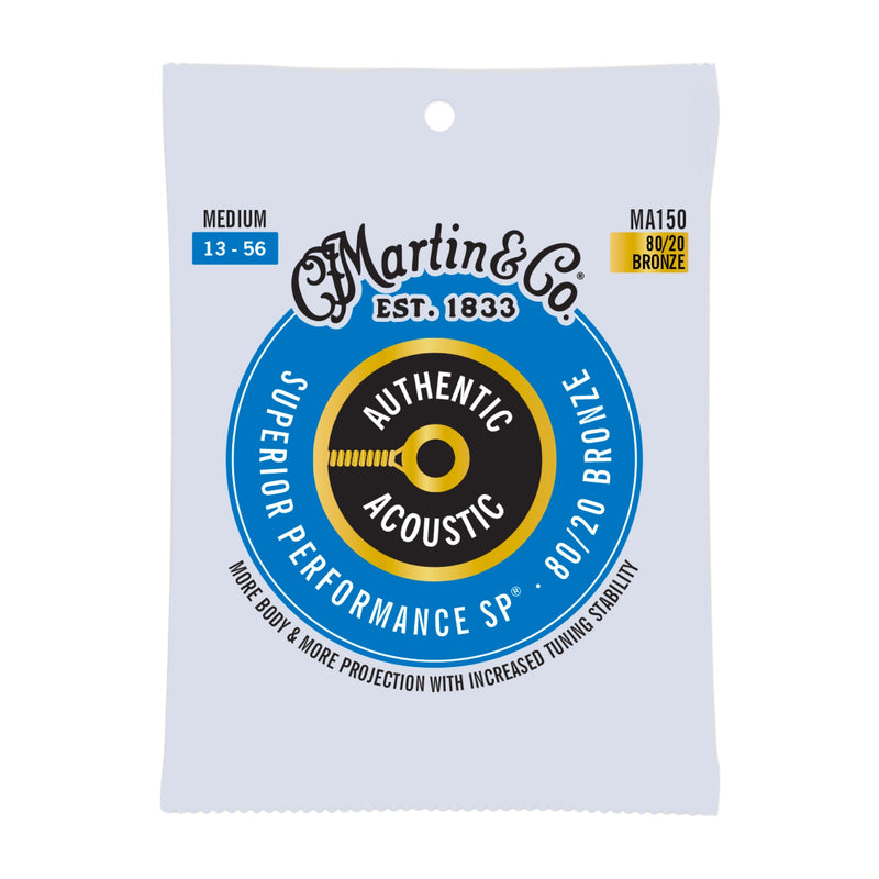 Martin MA150 Authentic Acoustic SP Guitar Strings - 80/20 Bronze - .013-.054 Medium