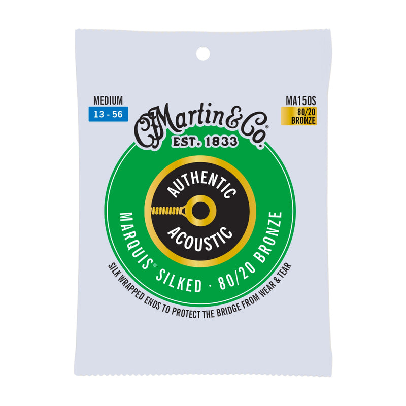 Martin MA150S Authentic Acoustic Marquis Silked Guitar Strings - 80/20 Bronze - .013-.056 Medium