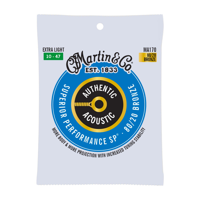 Martin MA170 Authentic Acoustic SP Guitar Strings - 80/20 Bronze - .010-.047 Extra Light