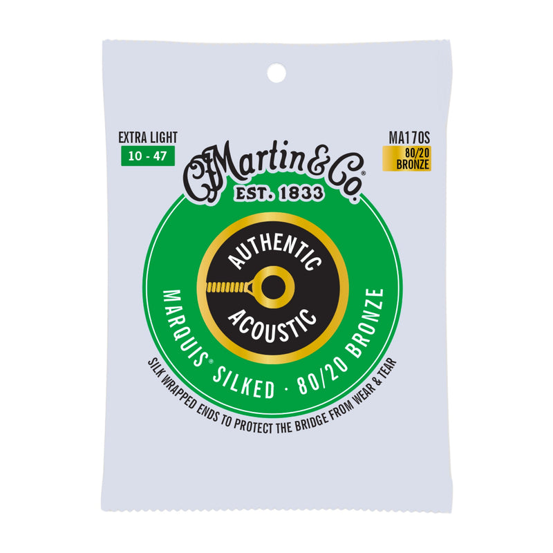 Martin MA170S Authentic Acoustic Marquis Silked Guitar Strings - 80/20 Bronze - .010-.047 Light