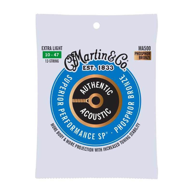 Martin MA500 Authentic Acoustic SP Guitar Strings - Phosphor Bronze - 12-String - .010-.047 Extra Light