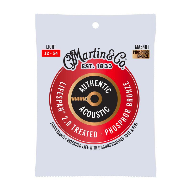 Martin MA540T Authentic Acoustic Lifespan 2.0 Treated Guitar Strings - Phosphor Bronze - .012-.054 Light