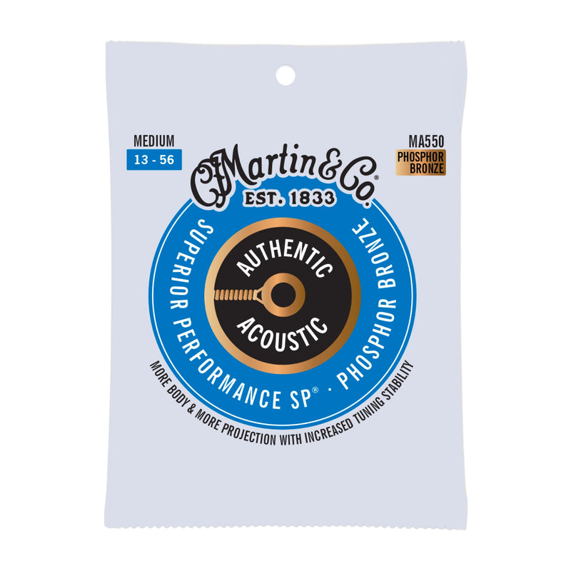 Martin MA550 Authentic Acoustic SP Guitar Strings - Phosphor Bronze - .013-.056 Medium