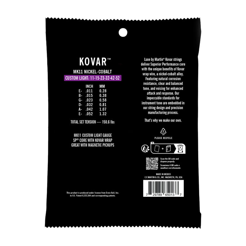Martin MK11 Luxe Acoustic Guitar Strings - Kovar - .011-.052 Custom Light