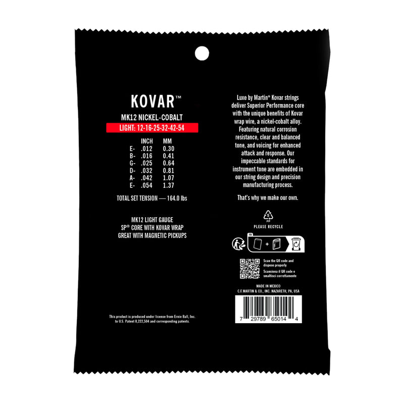 Martin MK12 Luxe Acoustic Guitar Strings - Kovar - .012-.054 Light