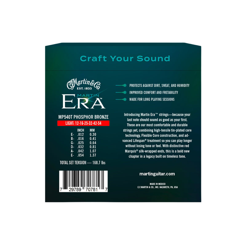 Martin MP540T ERA Treated Acoustic Guitar Strings - Phosphor Bronze - .012-.054 Light