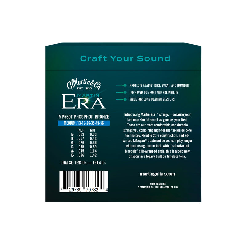 Martin MP550T ERA Treated Acoustic Guitar Strings - Phosphor Bronze - .013-.056 Medium