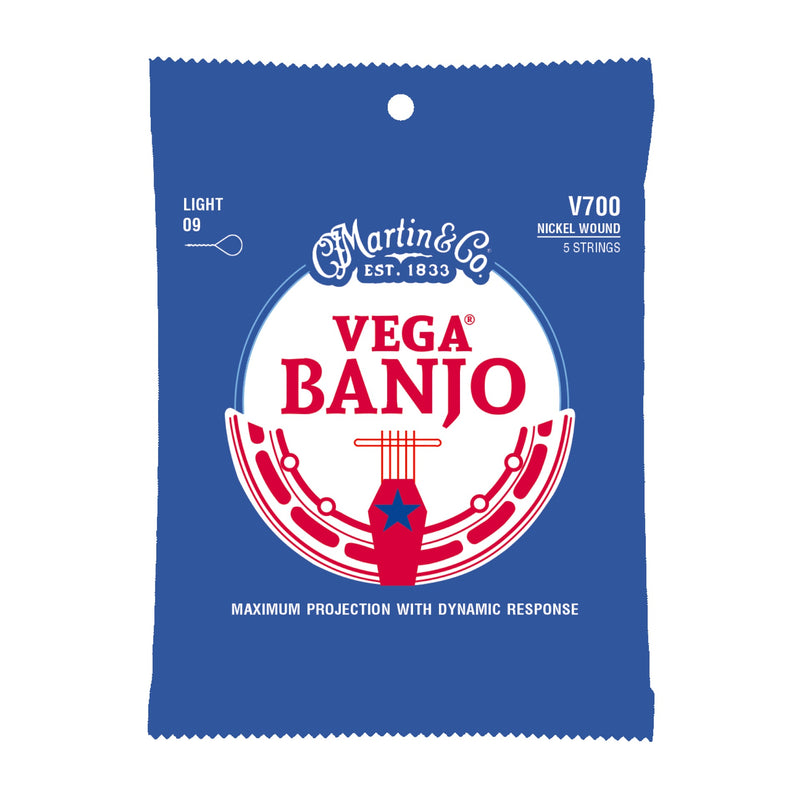 Martin V700 Vega Banjo Strings - Nickel - 5-String - .009 Light