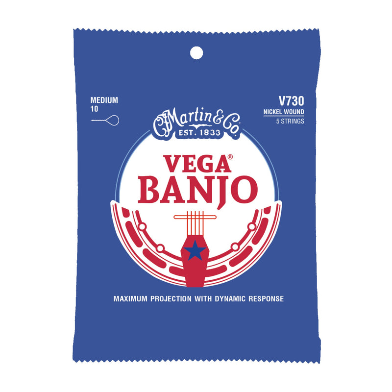 Martin V730 Vega Banjo Strings - Nickel - 5-Strings - .010 Medium