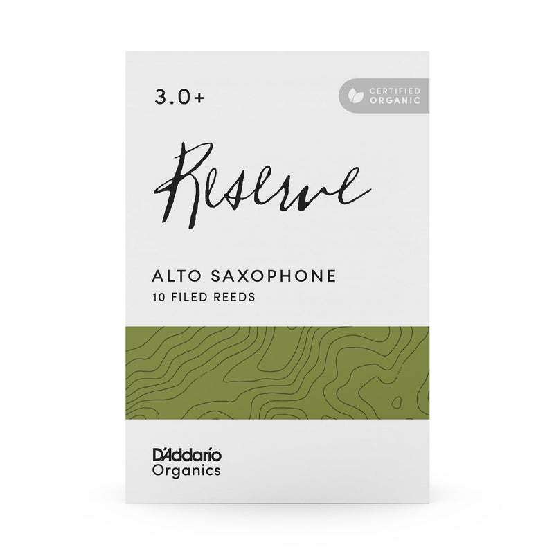 Daddario Organic Reserve Alto Saxophone Reeds, Strength 3.0+, 10-Pack