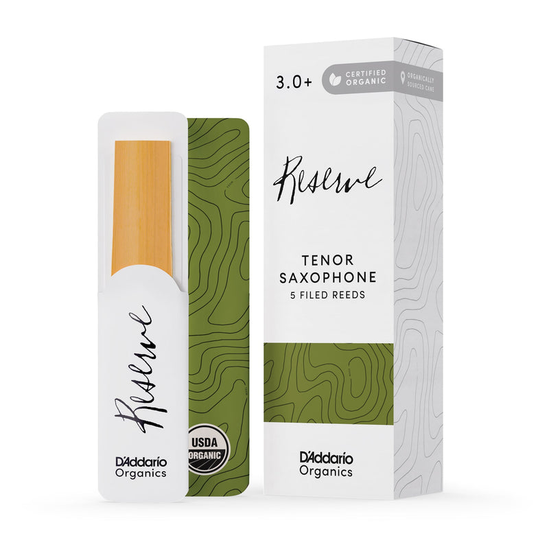 Daddario ODKR05305 Organic Reserve Tenor Saxophone Reeds, Strength 3.0+, 5-Pack