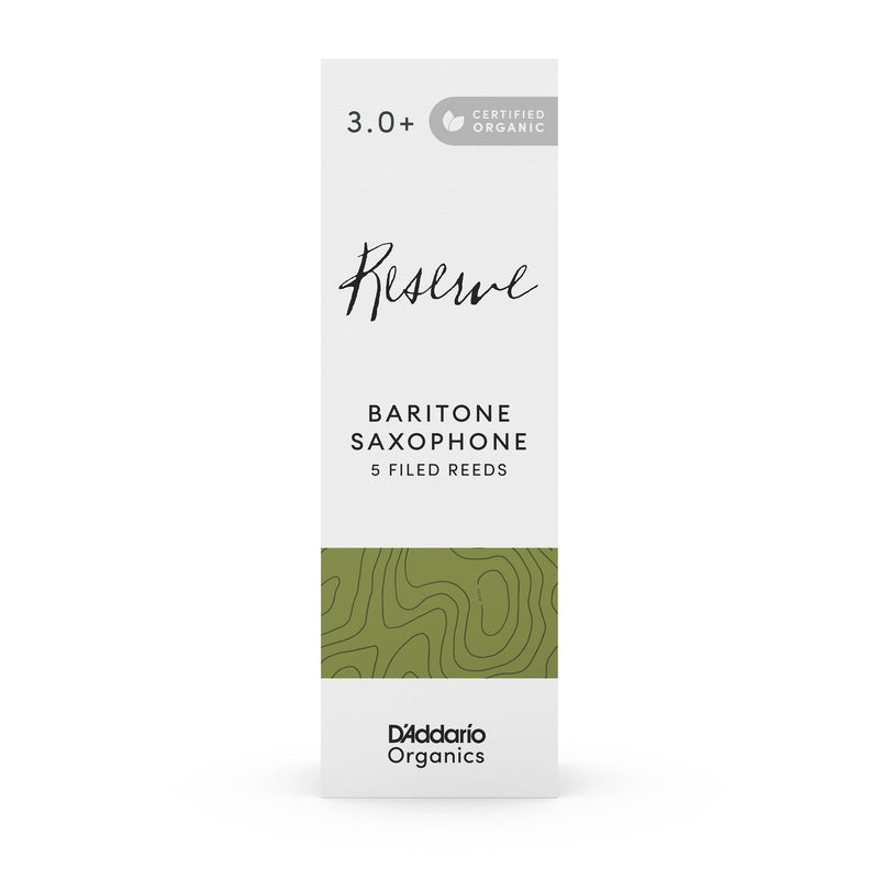 Daddario ODLR05305 Organic Reserve Baritone Saxophone Reeds, Strength 3.0+, 5-Pack