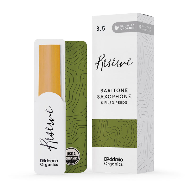 Daddario ODLR0535 Organic Reserve Baritone Saxophone Reeds, Strength 3.5, 5-Pack