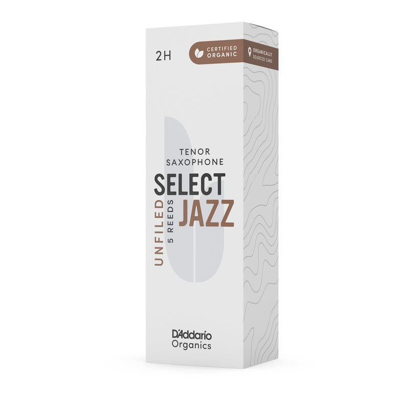 Daddario ORRS05TSX2H Organic Select Jazz Unfiled Tenor Sax Reeds, Strength 2 Hard, 5-Pack