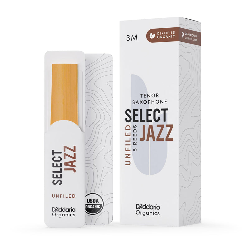 Daddario ORRS05TSX3M Organic Select Jazz Unfiled Tenor Sax Reeds, Strength 3 Medium, 5-Pack