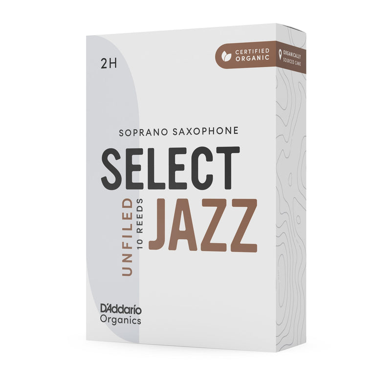 Daddario ORRS10SSX2H Organic Select Jazz Unfiled Soprano Sax Reeds, Strength 2 Hard, 10-Pack