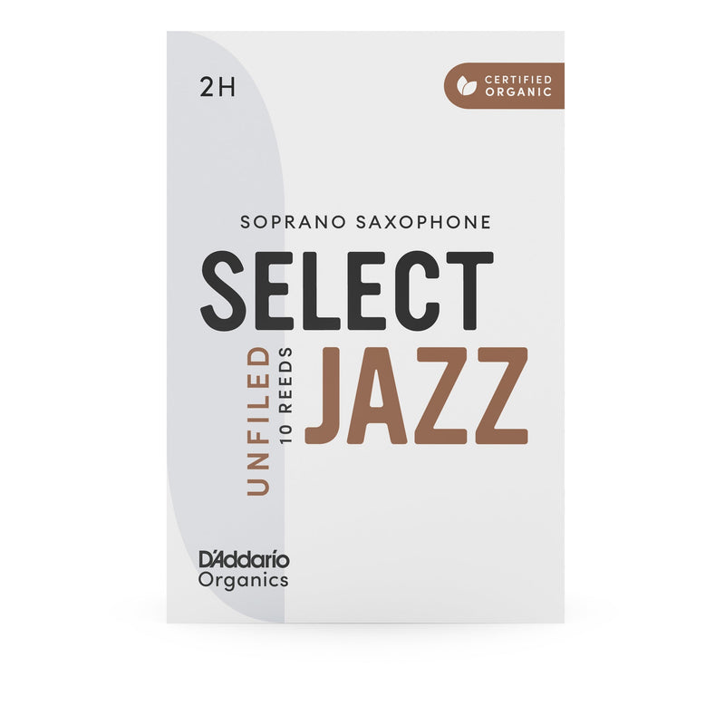 Daddario ORRS10SSX2H Organic Select Jazz Unfiled Soprano Sax Reeds, Strength 2 Hard, 10-Pack
