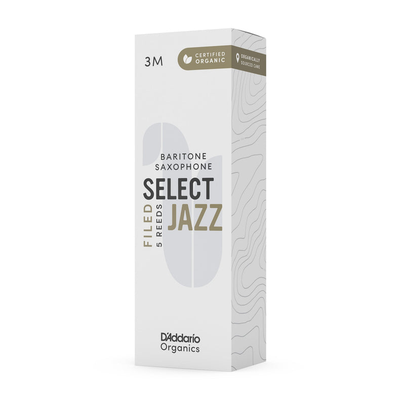 Daddario ORSF05BSX3M Organic Select Jazz Filed Bari Sax Reeds, Strength 3 Medium, 5-Pack
