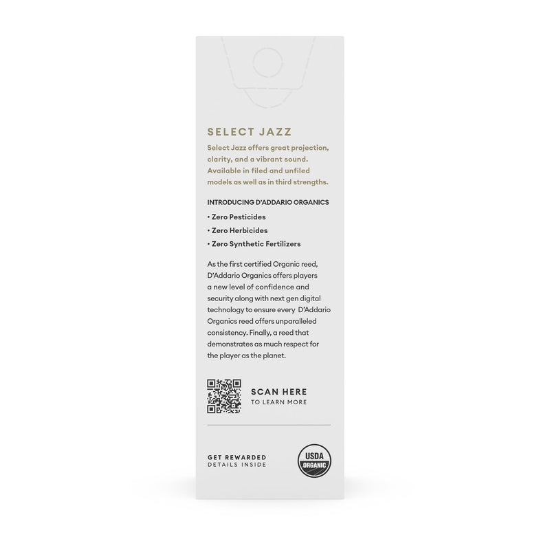 Daddario ORSF05BSX3M Organic Select Jazz Filed Bari Sax Reeds, Strength 3 Medium, 5-Pack