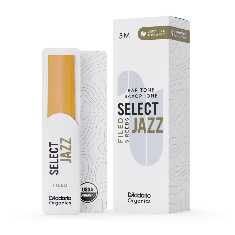 Daddario ORSF05BSX3M Organic Select Jazz Filed Bari Sax Reeds, Strength 3 Medium, 5-Pack