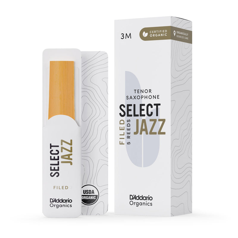 Daddario ORSF05TSX3M Organic Select Jazz Filed Tenor Sax Reeds, Strength 3 Medium, 5-Pack