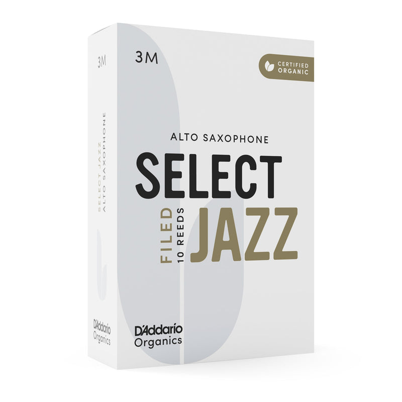 Daddario ORSF10ASX3M Organic Select Jazz Filed Alto Sax Reeds, Strength 3 Medium, 10-Pack
