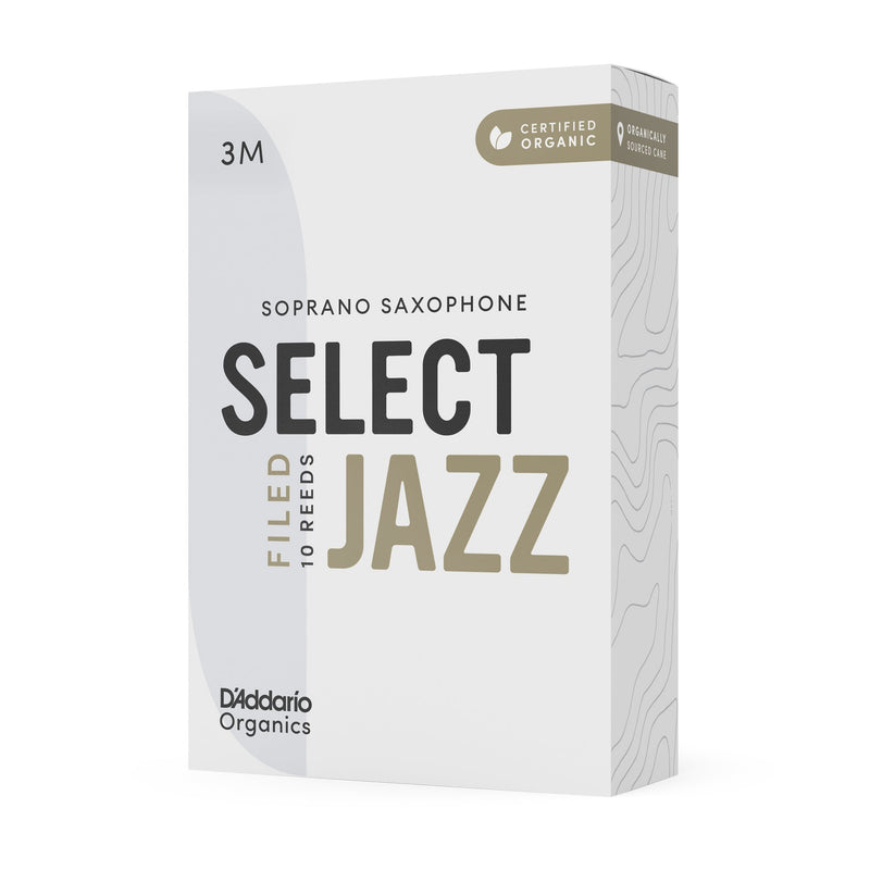 Daddario ORSF10SSX3M Organic Select Jazz Filed Soprano Sax Reeds, Strength 3 Medium, 10-Pack
