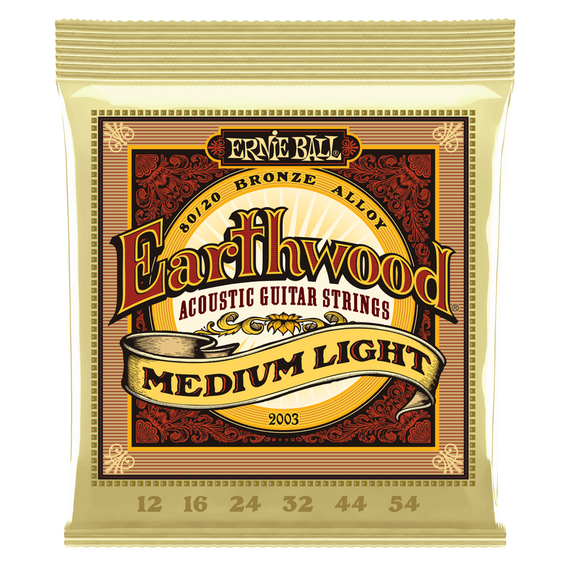 Ernie Ball Earthwood Medium Light 80/20 Bronze Acoustic Guitar Strings - 12-54 Gauge - Tarpley Music Company, Inc.