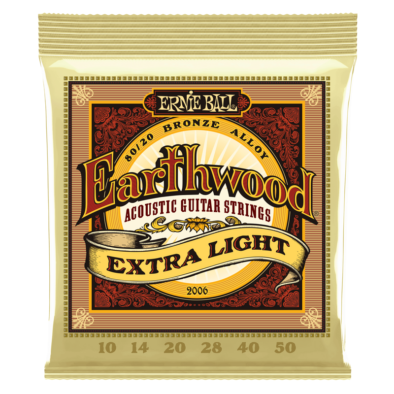Ernie Ball Earthwood Extra Light 80/20 Bronze Acoustic Guitar Strings - 10-50 Gauge - Tarpley Music Company, Inc.
