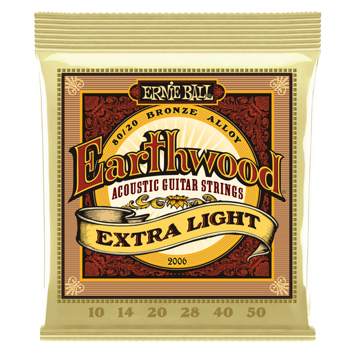 Ernie Ball Earthwood Extra Light 80/20 Bronze Acoustic Guitar Strings - 10-50 Gauge - Tarpley Music Company, Inc.