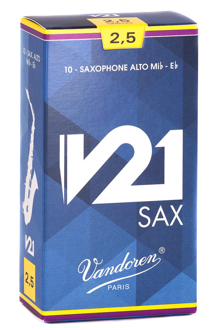 Vandoren SR8125 V21 Alto Saxophone Reed - Strength: 2.5 (10 Pack)